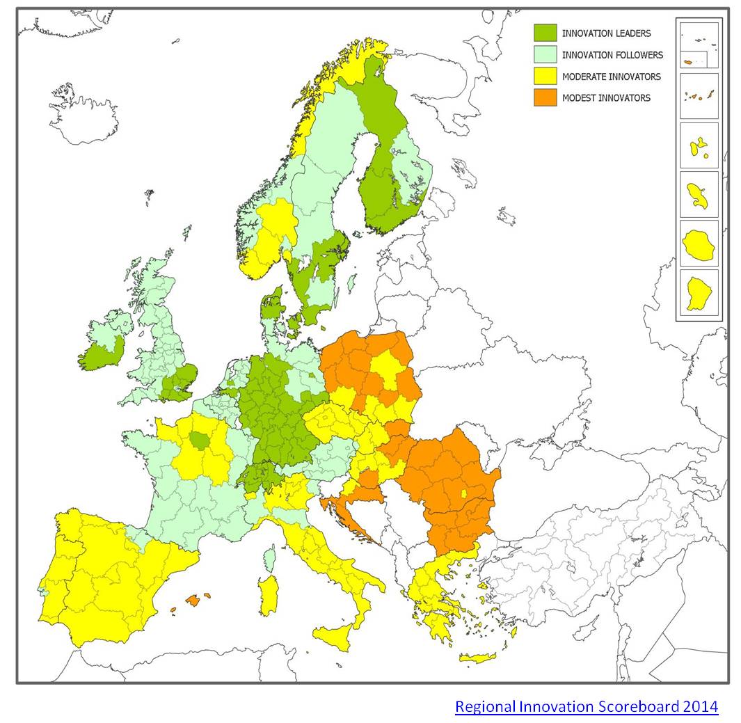 Regional Innovation Scoreboard 2014_mapa